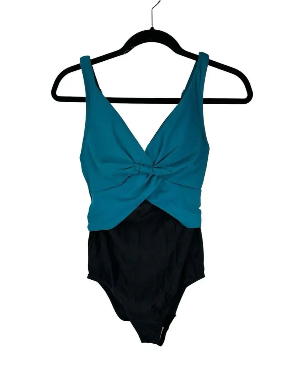 Thyme Maternity Swimsuit Womens Small Teal Black One Piece Pregnancy NWT